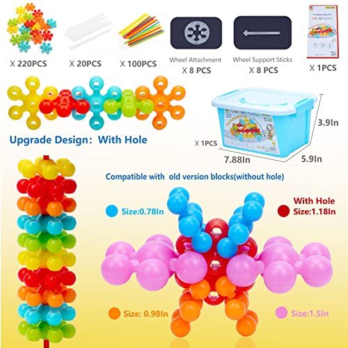 COUOMOXA 220 Pieces Versatile 3D Plum-Shaped Interlocking Building Blocks Set Clip Connect Star Builders Educational STEM Toy for Boys and Girls Ages 4 5 6 7 8 Ideal Christmas Birthday Toy Gift from Couomoxa
