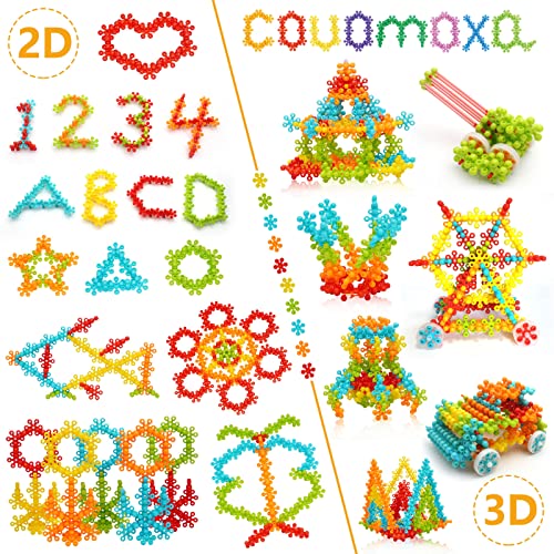 COUOMOXA 220 Pieces Versatile 3D Plum-Shaped Interlocking Building Blocks Set Clip Connect Star Builders Educational STEM Toy for Boys and Girls Ages 4 5 6 7 8 Ideal Christmas Birthday Toy Gift from Couomoxa