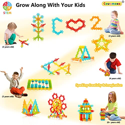 COUOMOXA 220 Pieces Versatile 3D Plum-Shaped Interlocking Building Blocks Set Clip Connect Star Builders Educational STEM Toy for Boys and Girls Ages 4 5 6 7 8 Ideal Christmas Birthday Toy Gift from Couomoxa