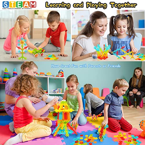 COUOMOXA 220 Pieces Versatile 3D Plum-Shaped Interlocking Building Blocks Set Clip Connect Star Builders Educational STEM Toy for Boys and Girls Ages 4 5 6 7 8 Ideal Christmas Birthday Toy Gift from Couomoxa