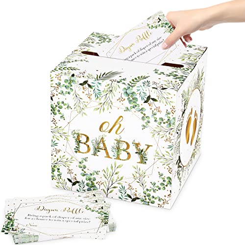 50 Pieces Greenery Diaper Raffle Tickets For Baby Shower With Diaper Raffle Box Greenery Game Invitations Diaper Raffle Card Diaper Raffle Sign Box Baby Shower Party Favor Decorations from Eaezerav