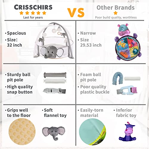 5-in-1 XL Large Baby Gym & Ball Pit, Play Mat & Play Gym, Combination Baby Activity Gym for Sensory Exploration and Motor Skill Development from Baby to Toddler, Balls are not Included from Crisschirs