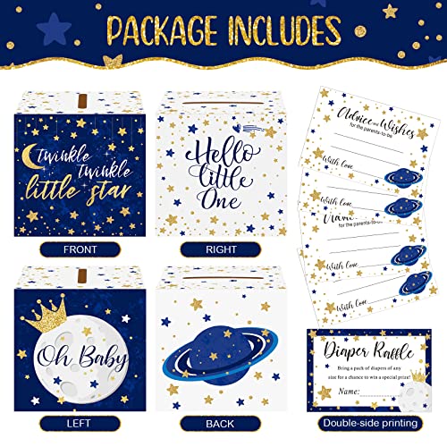 50 Pcs Twinkle Little Star Diaper Raffle Tickets with Box for Baby Shower Gender Reveal Party Decoration Little Star Diaper Raffle Cards Party Supplies Game Kit Diaper Raffle Insert Ticket (Blue) from Funrous