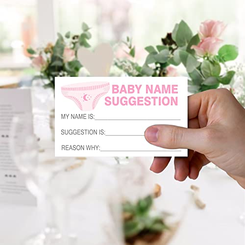 Baby Name Suggestion For Baby Shower, Pink Diaper Theme Name Suggestion Games Cards, 1 Sign & 50 Fill-in Cards Kit, Baby Showers Gender Reveal Game Cards Party Favors, Decorations - NAME-b010 by mermermu