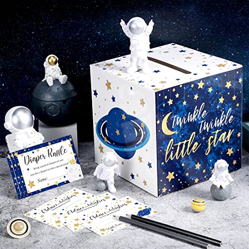 50 Pcs Twinkle Little Star Diaper Raffle Tickets with Box for Baby Shower Gender Reveal Party Decoration Little Star Diaper Raffle Cards Party Supplies Game Kit Diaper Raffle Insert Ticket (Blue) from Funrous