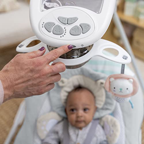 Ingenuity InLighten 6-Speed Baby Swing - Easy-Fold Frame, Swivel Infant Seat, Nature Sounds, Light Up Mobile - Landry the Lion (Grey) from Kids II - (Carson, CA)