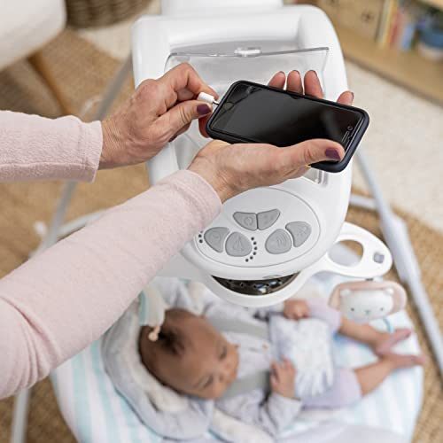 Ingenuity InLighten 6-Speed Baby Swing - Easy-Fold Frame, Swivel Infant Seat, Nature Sounds, Light Up Mobile - Landry the Lion (Grey) from Kids II - (Carson, CA)