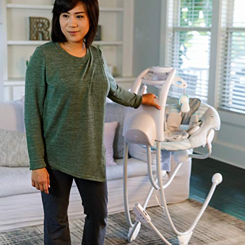 Ingenuity InLighten 6-Speed Baby Swing - Easy-Fold Frame, Swivel Infant Seat, Nature Sounds, Light Up Mobile - Landry the Lion (Grey) from Kids II - (Carson, CA)