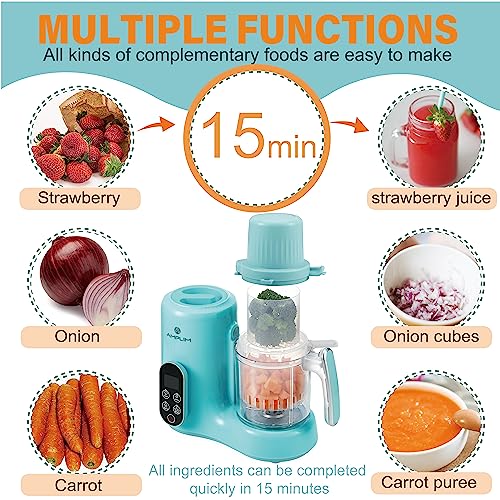Amplim Baby Food Maker for Nutritious Homemade Meals | 11-in-1 Processor with Steam, Blend, Puree, Grinder, Chopper, Juicer, Defroster, Reheater, Cooker, Meal Station, and Bottle Sanitizer and Warmer by Amplim