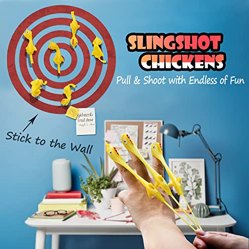 Novelty Place 10 Pcs Slingshot Chicken Flying Finger Toys - Stretchy Rubber Flick Chicks Shooting Game for Kids & Adults - Stress Relieve Fidget Toy, Party Favors & Easter Gift (4 Inch) from Novelty Place