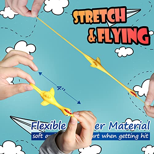 Novelty Place 10 Pcs Slingshot Chicken Flying Finger Toys - Stretchy Rubber Flick Chicks Shooting Game for Kids & Adults - Stress Relieve Fidget Toy, Party Favors & Easter Gift (4 Inch) from Novelty Place