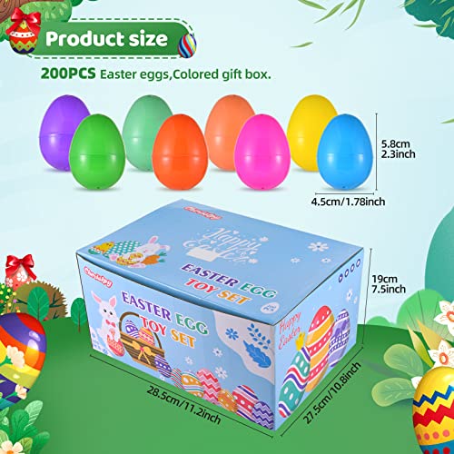 200 Pack Prefilled Easter Eggs with Miniature Novelty Toys, Mini Rabbit Dinosour Building Blocks and Easter Theme Assorted Toys Great for Kids Easter Party Favor, Easter Egg Hunt Supplies, Basket Stuffers Fillers from Cherislpy