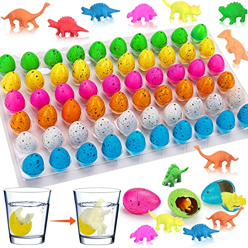60 PCS Small Hatching Dinosaur Eggs for Dinosaur Party Favors Birthday Party Supplies Goodie Bag Stuffers Prizes Bulk Novelty Grow in Water Dino Eggs with Toys Inside Easter Fillers Kids Boys Girls from Thremhoo