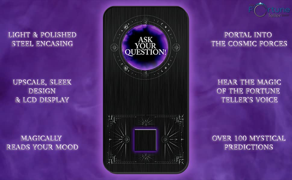 THE FORTUNE TELLER Mystical Light-Up Device into The Cosmos & Unknown, Speaking, Talking, 100+ Magical Predictions, LCD Display, Novelty Toy, All-New Magic 8 Ball Alternative, Limited Edition from Full Moon