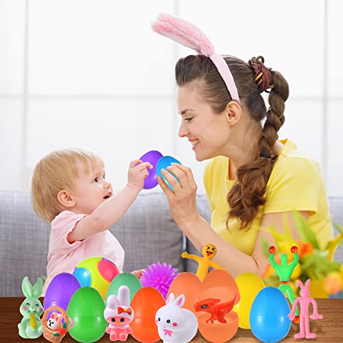 200 Pack Prefilled Easter Eggs with Miniature Novelty Toys, Mini Rabbit Dinosour Building Blocks and Easter Theme Assorted Toys Great for Kids Easter Party Favor, Easter Egg Hunt Supplies, Basket Stuffers Fillers from Cherislpy
