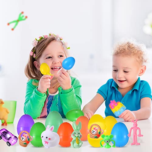 200 Pack Prefilled Easter Eggs with Miniature Novelty Toys, Mini Rabbit Dinosour Building Blocks and Easter Theme Assorted Toys Great for Kids Easter Party Favor, Easter Egg Hunt Supplies, Basket Stuffers Fillers from Cherislpy