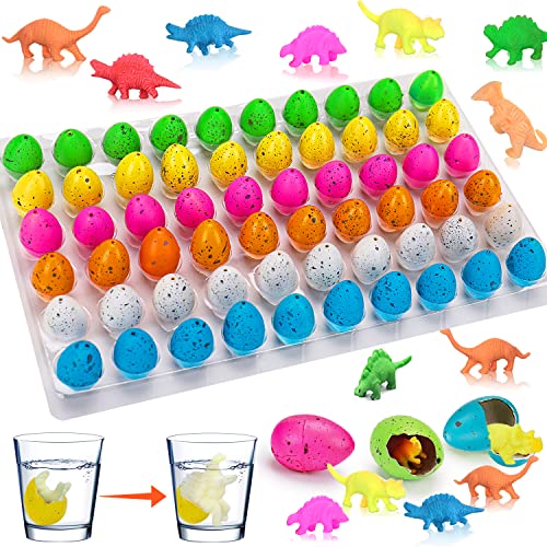 60 PCS Small Hatching Dinosaur Eggs for Dinosaur Party Favors Birthday Party Supplies Goodie Bag Stuffers Prizes Bulk Novelty Grow in Water Dino Eggs with Toys Inside Easter Fillers Kids Boys Girls from Thremhoo