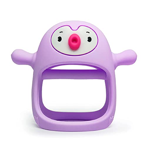Smily Mia Penguin Buddy Never Drop Silicone Baby Teething Toy for 0-6month Infants, Baby Chew Toys for Sucking Needs, Hand Pacifier for Breast Feeding Babies, Car Seat Toy for New Born,Light Purple by Dongguan Xufu Rubber&Silicone manufacturer Co., Ltd.