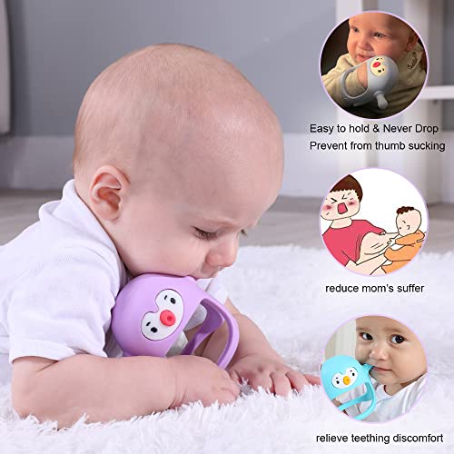Smily Mia Penguin Buddy Never Drop Silicone Baby Teething Toy for 0-6month Infants, Baby Chew Toys for Sucking Needs, Hand Pacifier for Breast Feeding Babies, Car Seat Toy for New Born,Light Purple by Dongguan Xufu Rubber&Silicone manufacturer Co., Ltd.