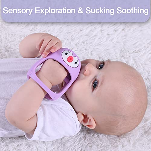 Smily Mia Penguin Buddy Never Drop Silicone Baby Teething Toy for 0-6month Infants, Baby Chew Toys for Sucking Needs, Hand Pacifier for Breast Feeding Babies, Car Seat Toy for New Born,Light Purple by Dongguan Xufu Rubber&Silicone manufacturer Co., Ltd.