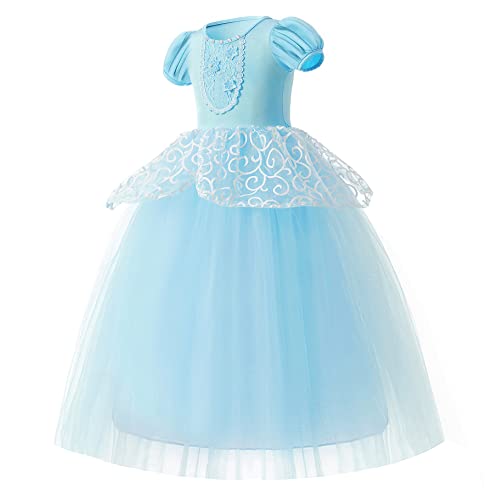 Princess Costume Cinderella Dresses for Girls Blue Dress Up Clothes Accessories for Toddler Girls Fancy Dress Birthday Party (140 6-7 Years) by 