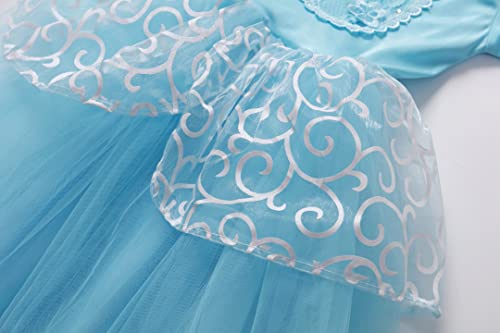 Princess Costume Cinderella Dresses for Girls Blue Dress Up Clothes Accessories for Toddler Girls Fancy Dress Birthday Party (140 6-7 Years) by 