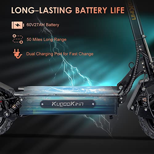 KUGOO Kirin Q06Pro Electric Scooter Adults, Dual Drive 5600W Motors, 50 MPH Top Speed, 60V/27AH Battery 50 Miles Range, 11" Off-Road Vacuum Tire, Dual Braking System & Dual Chargers Load 330 LBS by Shenzhen lvdaoxing Technology Co., Ltd.