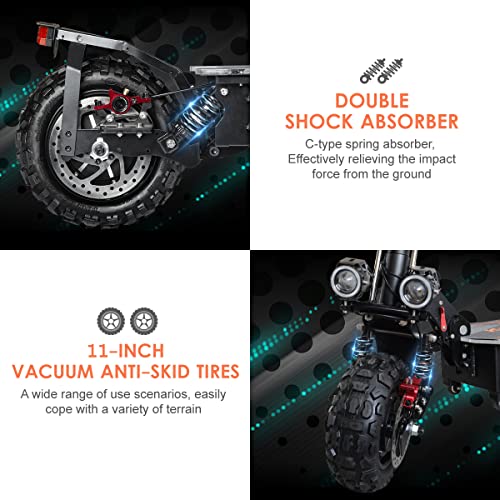 KUGOO Kirin Q06Pro Electric Scooter Adults, Dual Drive 5600W Motors, 50 MPH Top Speed, 60V/27AH Battery 50 Miles Range, 11" Off-Road Vacuum Tire, Dual Braking System & Dual Chargers Load 330 LBS by Shenzhen lvdaoxing Technology Co., Ltd.