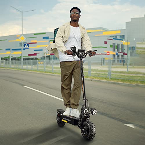 KUGOO Kirin Q06Pro Electric Scooter Adults, Dual Drive 5600W Motors, 50 MPH Top Speed, 60V/27AH Battery 50 Miles Range, 11" Off-Road Vacuum Tire, Dual Braking System & Dual Chargers Load 330 LBS by Shenzhen lvdaoxing Technology Co., Ltd.