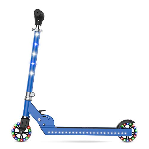 Jetson Scooters - Jupiter Kick Scooter (Blue) - Collapsible Portable Kids Push Scooter - Lightweight Folding Design with High Visibility RGB Light Up LEDs on Stem, Wheels, and Deck by Jetson Electric Bike