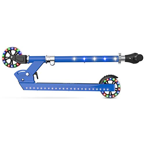 Jetson Scooters - Jupiter Kick Scooter (Blue) - Collapsible Portable Kids Push Scooter - Lightweight Folding Design with High Visibility RGB Light Up LEDs on Stem, Wheels, and Deck by Jetson Electric Bike