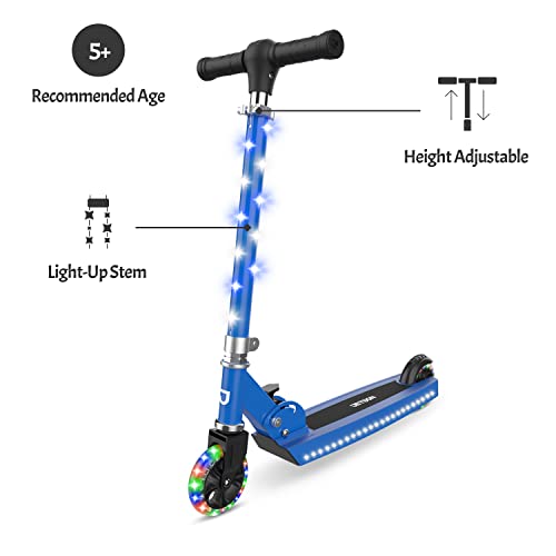 Jetson Scooters - Jupiter Kick Scooter (Blue) - Collapsible Portable Kids Push Scooter - Lightweight Folding Design with High Visibility RGB Light Up LEDs on Stem, Wheels, and Deck by Jetson Electric Bike