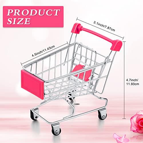 Hotop 3 Pieces Mini Shopping Cart Small Supermarket Cart Handcart Shopping Utility Cart Kids Metal Shopping Cart Mode Storage Shopping Carts (Rose Red, Purple, Light Blue) by Hotop