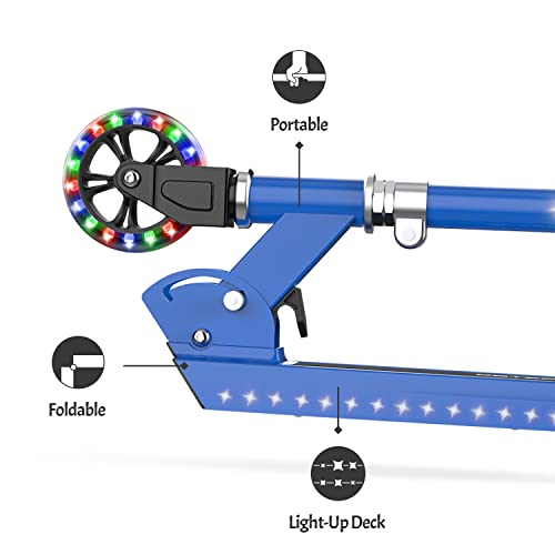 Jetson Scooters - Jupiter Kick Scooter (Blue) - Collapsible Portable Kids Push Scooter - Lightweight Folding Design with High Visibility RGB Light Up LEDs on Stem, Wheels, and Deck by Jetson Electric Bike