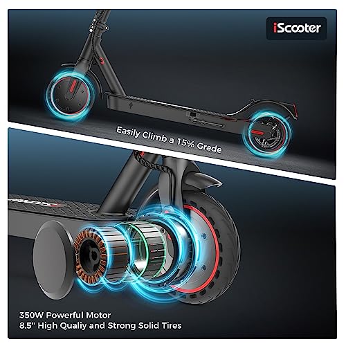 iScooter i9 Electric Scooter Adults 350W Top Speed 15 MPH, 12-15 Miles Long Range, Cruise Control, 8.5 Inches Pneumatic Tire, Folding E Scooter Adults with Double Brake and APP by 