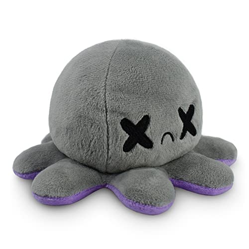 TeeTurtle | The Original Reversible Octopus Plushie | Patented Design | Happy Purple + Dead Gray | Show Your Mood Without Saying a Word! by TeeTurtle