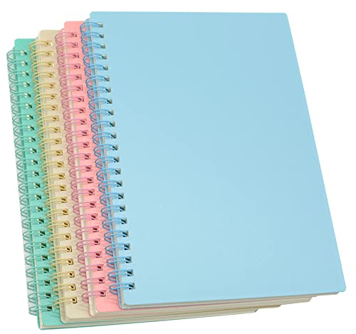 Spiral Notebook, 4 Pcs A5 Thick Plastic Hardcover 7mm College Ruled 4 Color 80 Sheets -160 Pages Journals for Study and Notes (4) from Yansanido
