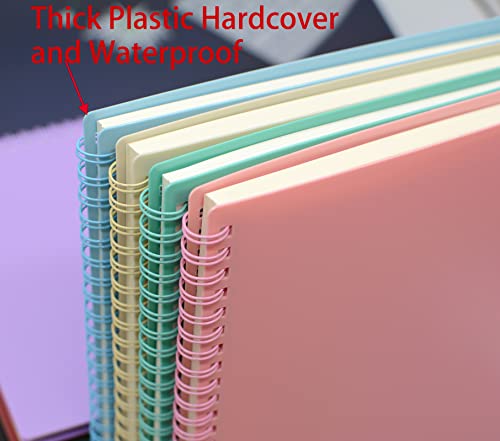 Spiral Notebook, 4 Pcs A5 Thick Plastic Hardcover 7mm College Ruled 4 Color 80 Sheets -160 Pages Journals for Study and Notes (4) from Yansanido