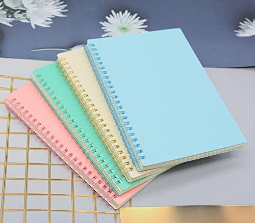 Spiral Notebook, 4 Pcs A5 Thick Plastic Hardcover 7mm College Ruled 4 Color 80 Sheets -160 Pages Journals for Study and Notes (4) from Yansanido