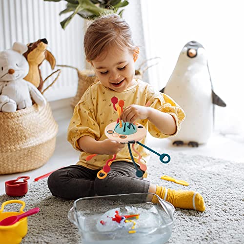 Montessori Toys for 18M+, UFO Food Grade Silicone Pull String Activity Toy, Sensory Toys for Toddlers, Travel Toys for Babies , Baby Toys Fine Motor Skills Toys Gift for 18m+ by pamexin