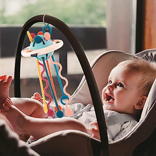 Montessori Toys for 18M+, UFO Food Grade Silicone Pull String Activity Toy, Sensory Toys for Toddlers, Travel Toys for Babies , Baby Toys Fine Motor Skills Toys Gift for 18m+ by pamexin