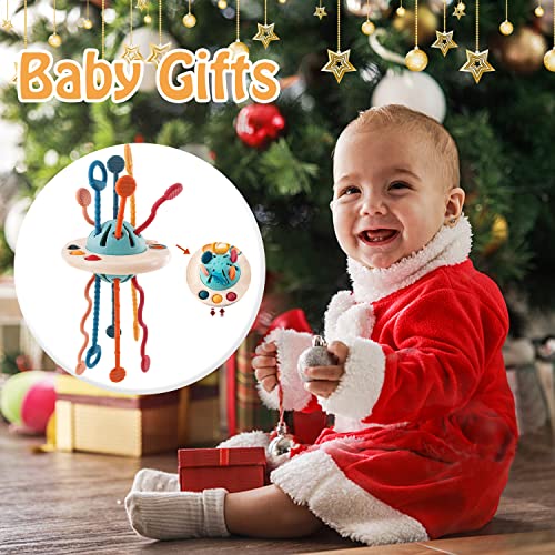 Montessori Toys for 18M+, UFO Food Grade Silicone Pull String Activity Toy, Sensory Toys for Toddlers, Travel Toys for Babies , Baby Toys Fine Motor Skills Toys Gift for 18m+ by pamexin