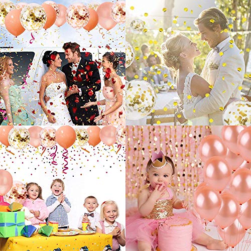 Rose Gold Balloons Party Decorations Supplies Set 35 Pack Include 30 Balloons, 2 Foil Fringe Curtains, 1 Rose Gold Sequin Table Runner, 2 Foil Ribbon for Birthday Party, Wedding,Xmas New Year Festival from TOOSCI