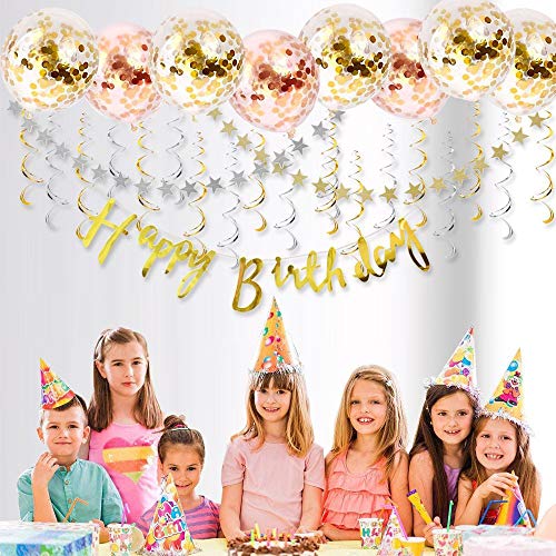 Rose Gold Balloons Party Decorations Supplies Set 35 Pack Include 30 Balloons, 2 Foil Fringe Curtains, 1 Rose Gold Sequin Table Runner, 2 Foil Ribbon for Birthday Party, Wedding,Xmas New Year Festival from TOOSCI