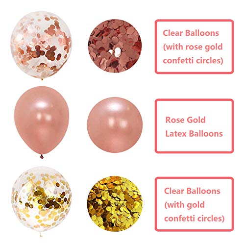 Rose Gold Balloons Party Decorations Supplies Set 35 Pack Include 30 Balloons, 2 Foil Fringe Curtains, 1 Rose Gold Sequin Table Runner, 2 Foil Ribbon for Birthday Party, Wedding,Xmas New Year Festival from TOOSCI