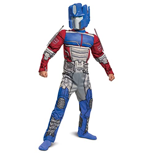 Disguise Optimus Prime Costume, Muscle Transformer Costumes for Boys, Padded Character Jumpsuit, Kids Size Small (4-6) Blue & Red from Disguise