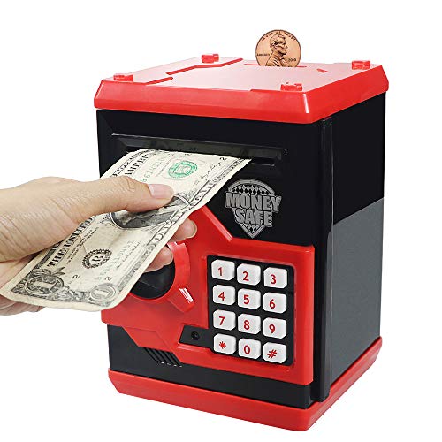 Kelibo Electronic Money Bank for Kids, Elctronic Password Security Piggy Bank Mini ATM Cash Coin Saving Box Smart Voice, Toy Gifts Birthday Gift for Children (Red) by Kelibo by Dongguan senhui electronic technology Co.,Ltdâ