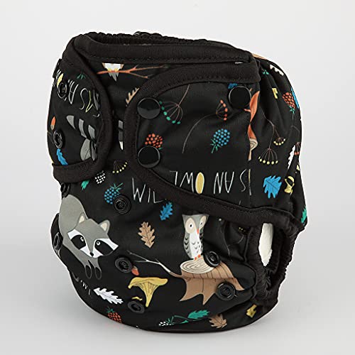 Hibaby One Size Cloth Diaper Cover Snap With Double Gusset (Raccoon), One Fit All from 