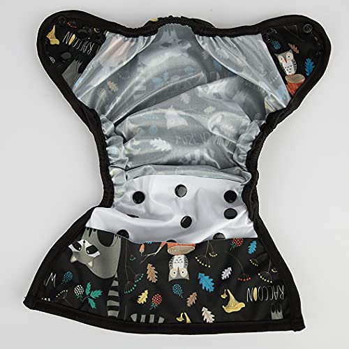 Hibaby One Size Cloth Diaper Cover Snap With Double Gusset (Raccoon), One Fit All from 