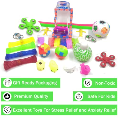 32 Pack Sensory Fidget Toys Setï¼Stress Relief Hand Toys for Adults Kids ADHD ADD Anxiety Autism, Perfect for Birthday Party Favors, School Classroom Rewards, Carnival Prizes, Pinata Goodie Bag Fillers from ChicFunhood